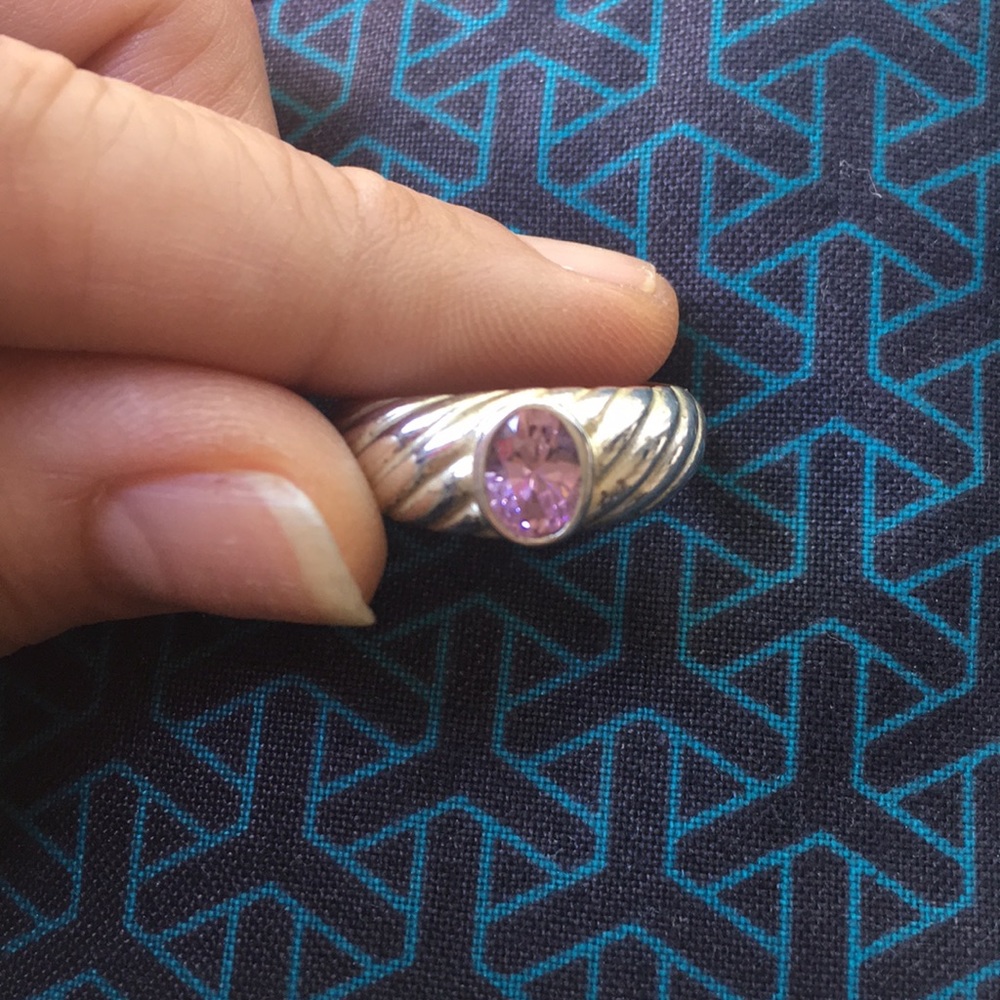 Sterling silver ring with pink cubic zirconic